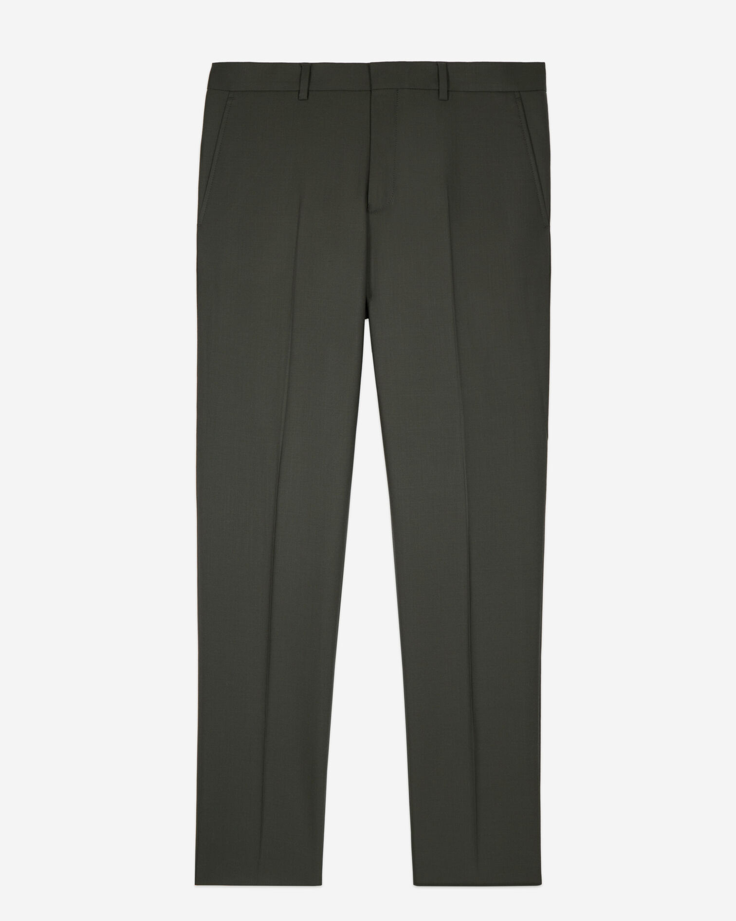 Khaki wool suit trousers fitted trousers, KAKI, hi-res image number null