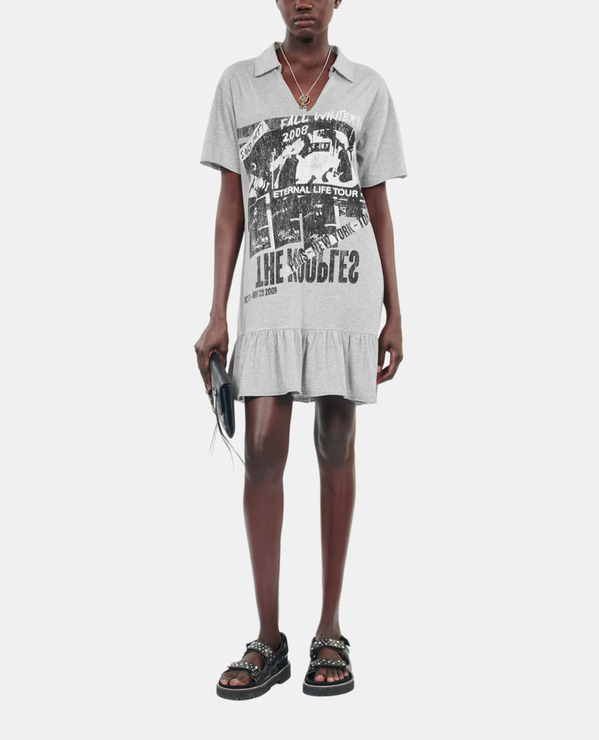 Grey Eternal life tour serigraphy t-shirt dress, STONE GREY, hi-res image number null