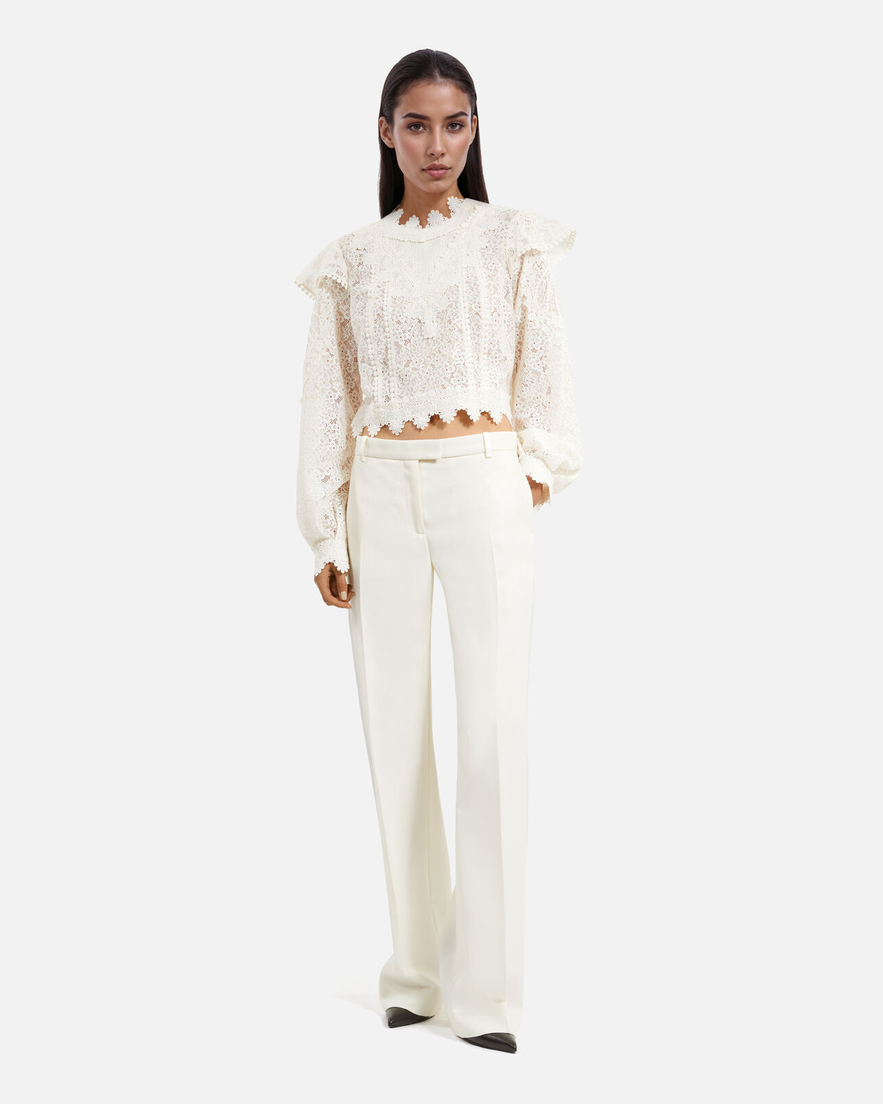 The Kooples WOMEN ECRU ecru wide-leg tuxedo pants