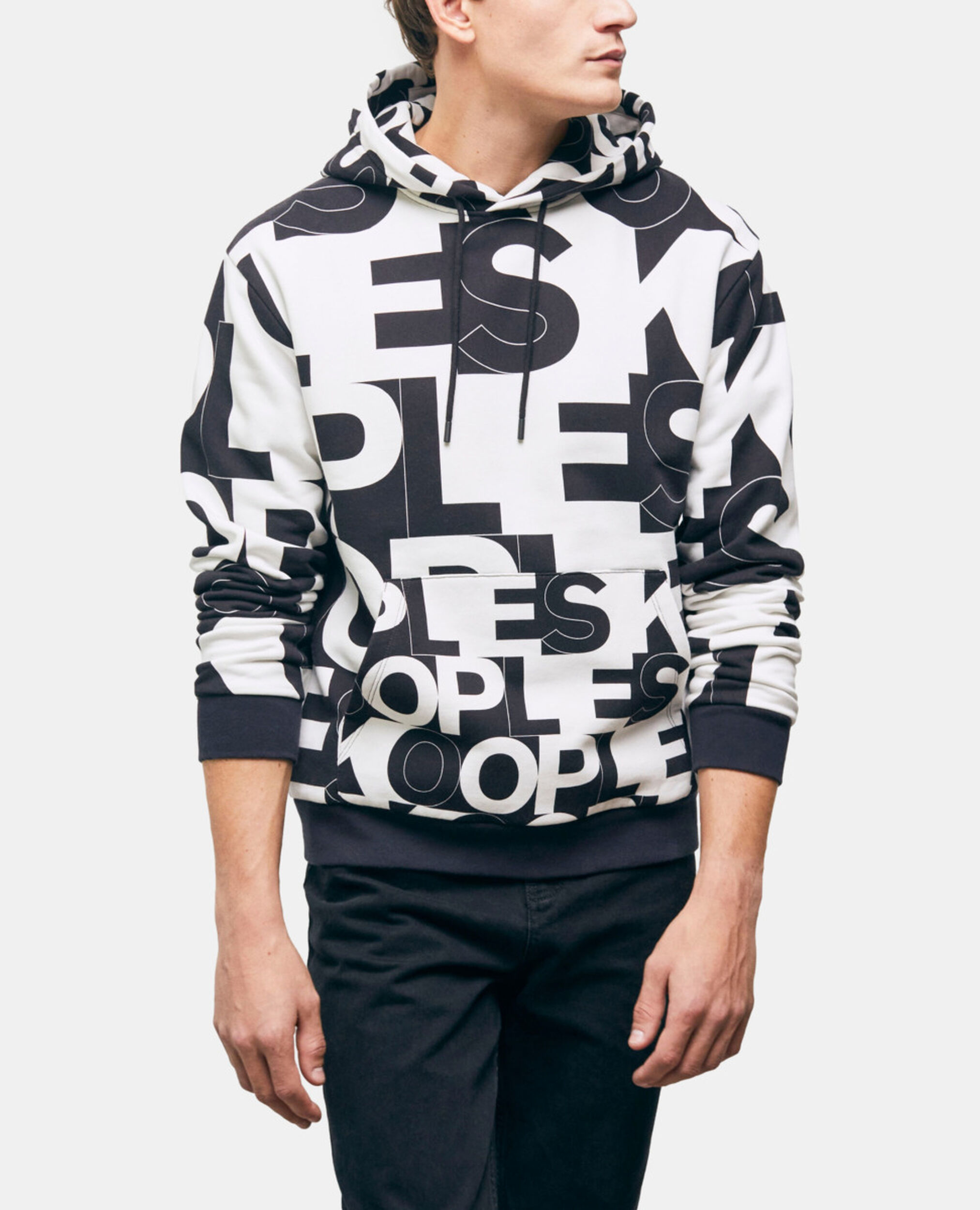 Sweatshirt with The Kooples logo, BLACK / WHITE, hi-res image number null