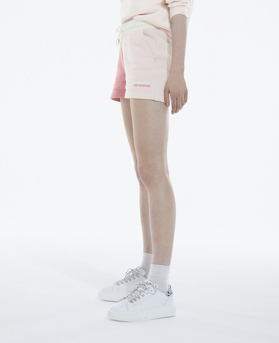 short rose et écru coton modal à logo