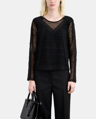 The Kooples FEMME BLACK top en guipure noir