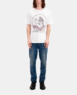 The Kooples HERREN WHITE weißes t-shirt mit vintage-skull-siebdruck