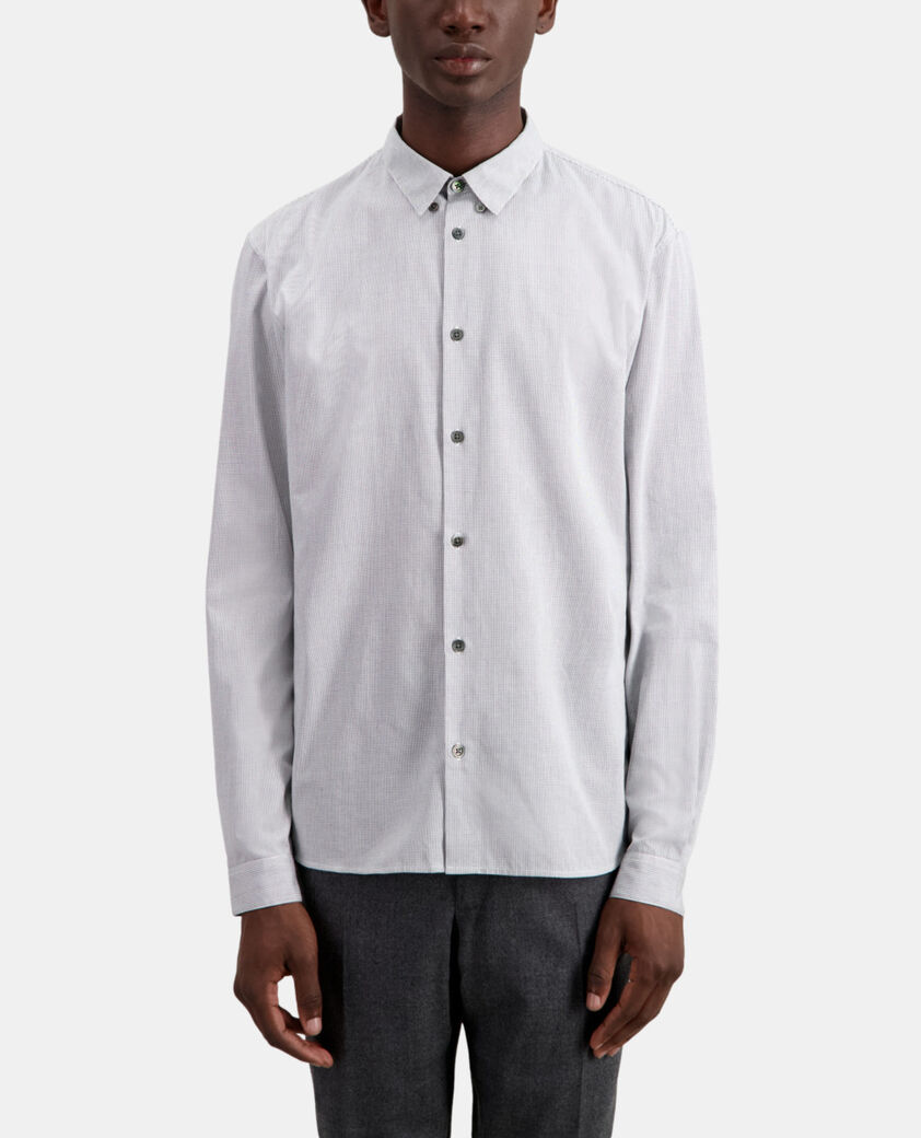 The Kooples HOMME BLACK WHITE chemise en coton à micro carreaux noirs et blancs