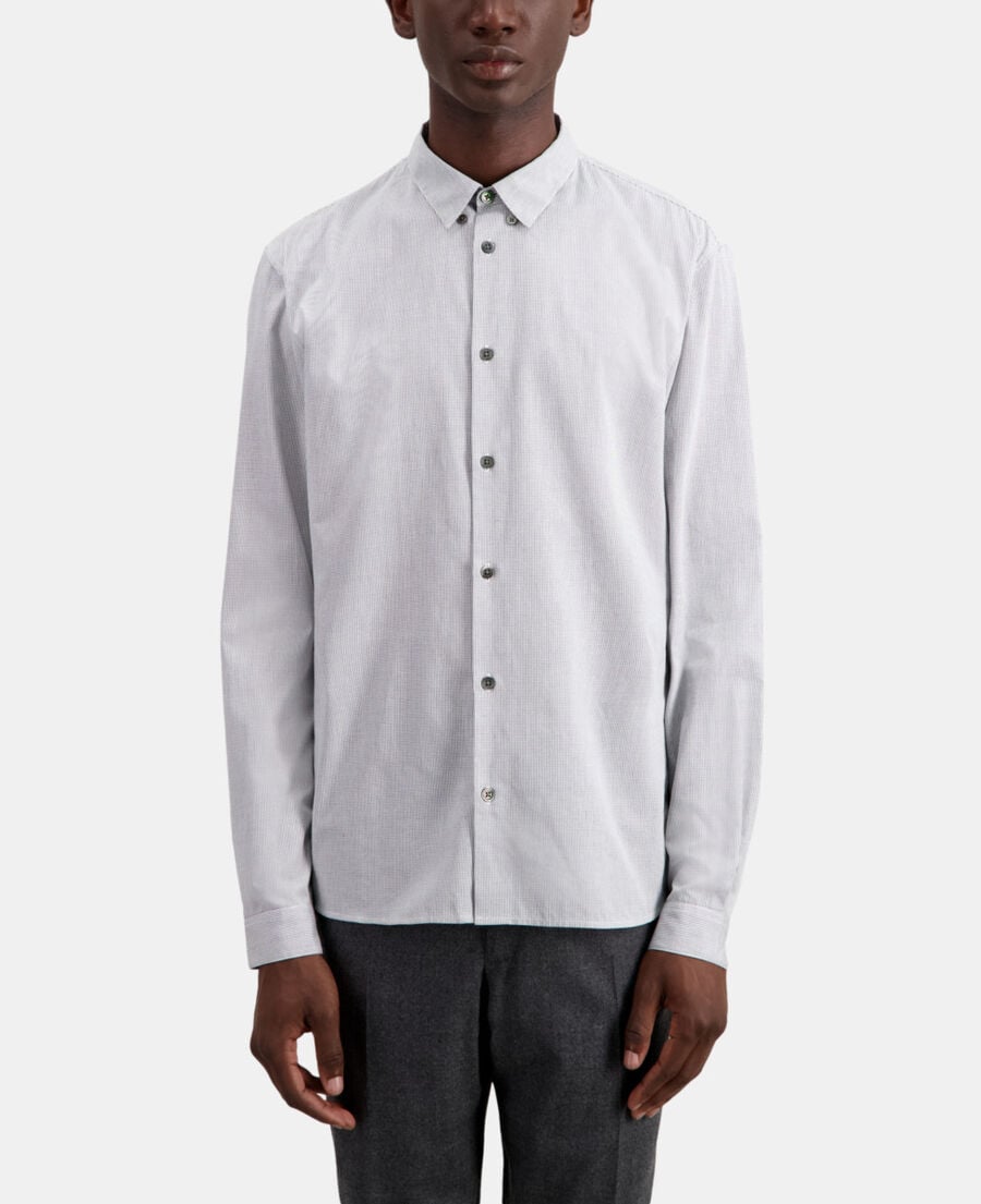 The Kooples HOMME BLACK WHITE chemise en coton à micro carreaux noirs et blancs