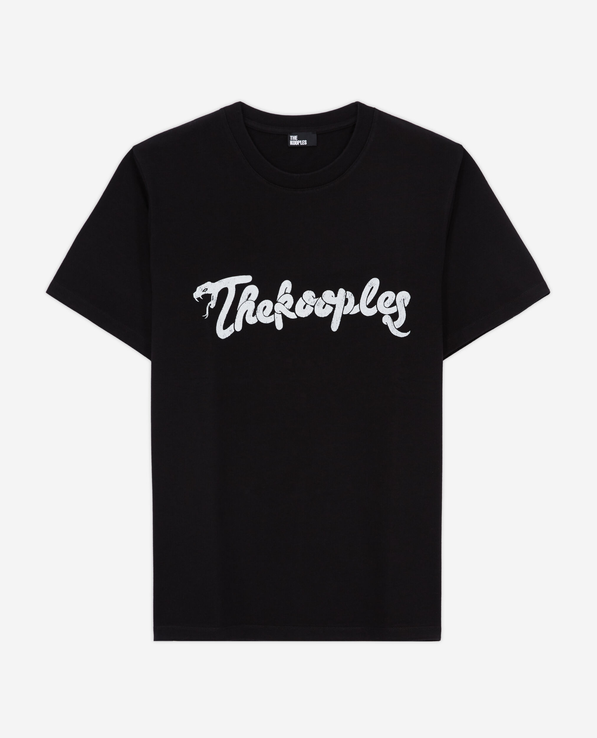 Black T-shirt with Snake logo print, BLACK WASHED, hi-res image number null