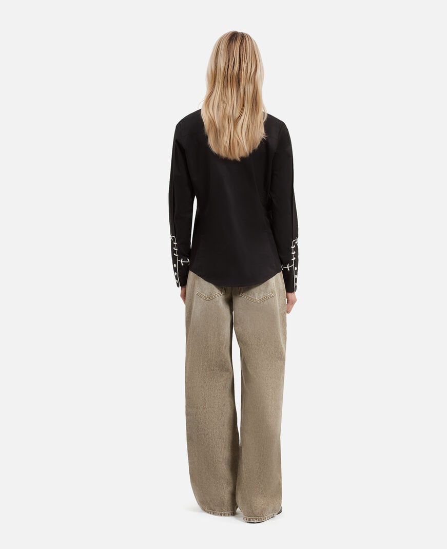 The Kooples MUJER BLACK camisa estilo occidental con bordado negro