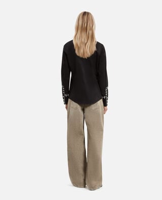 The Kooples MUJER BLACK camisa estilo occidental con bordado negro