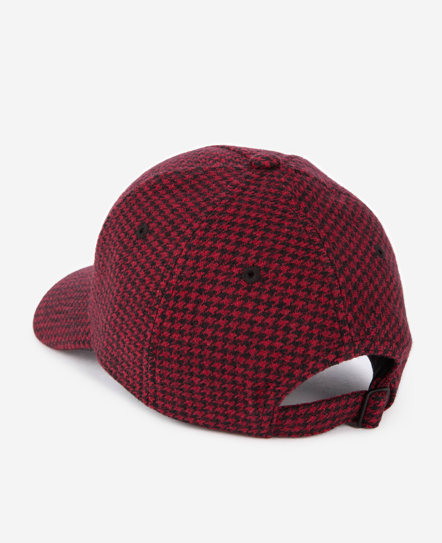 The Kooples F BLACK - RED wool houndstooth cap
