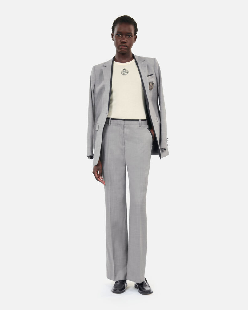 The Kooples MUJER BEIGE MELANGE pantalones rectos de sastre en lana color topo