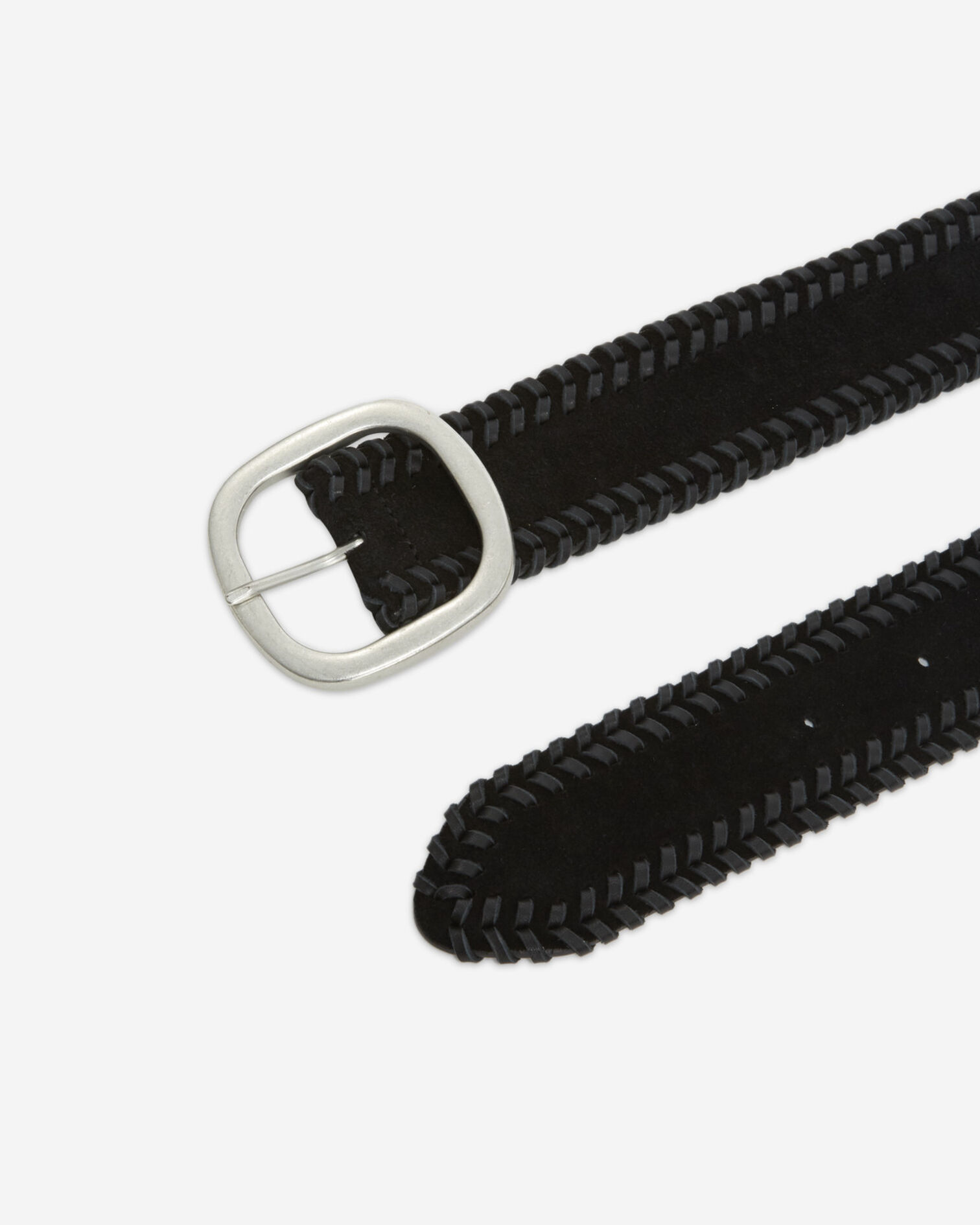 Women’s leather belt w/ braided details, BLACK, hi-res image number null