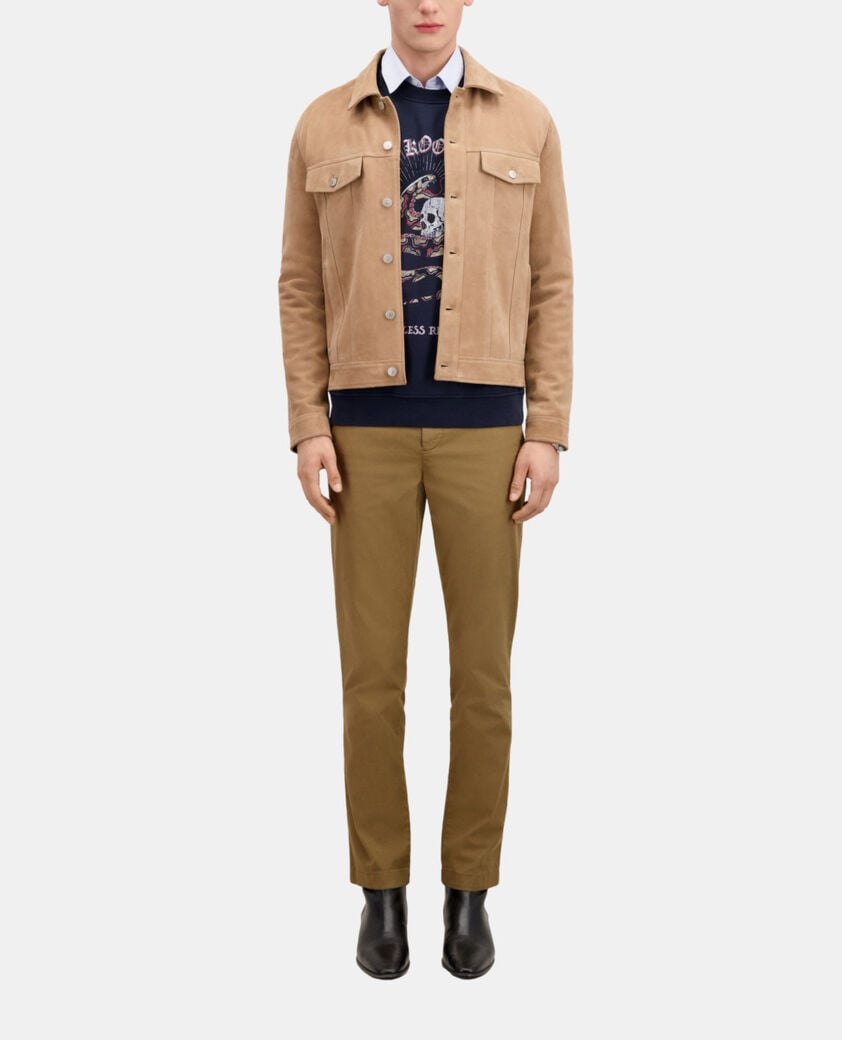 The Kooples HOMME BEIGE blouson en cuir su&egrave;de beige