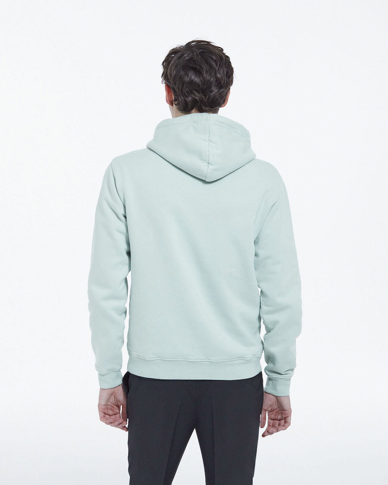 The Kooples HOMME GRIS BLEU sweat vert d'eau capuche logo poitrine