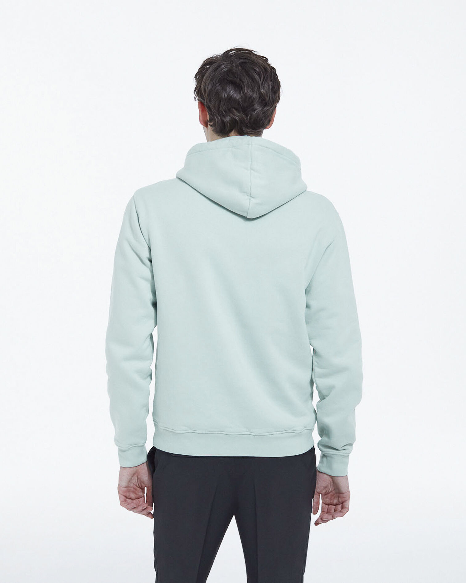 Sweat vert d'eau capuche logo poitrine, GRIS BLEU, hi-res image number null