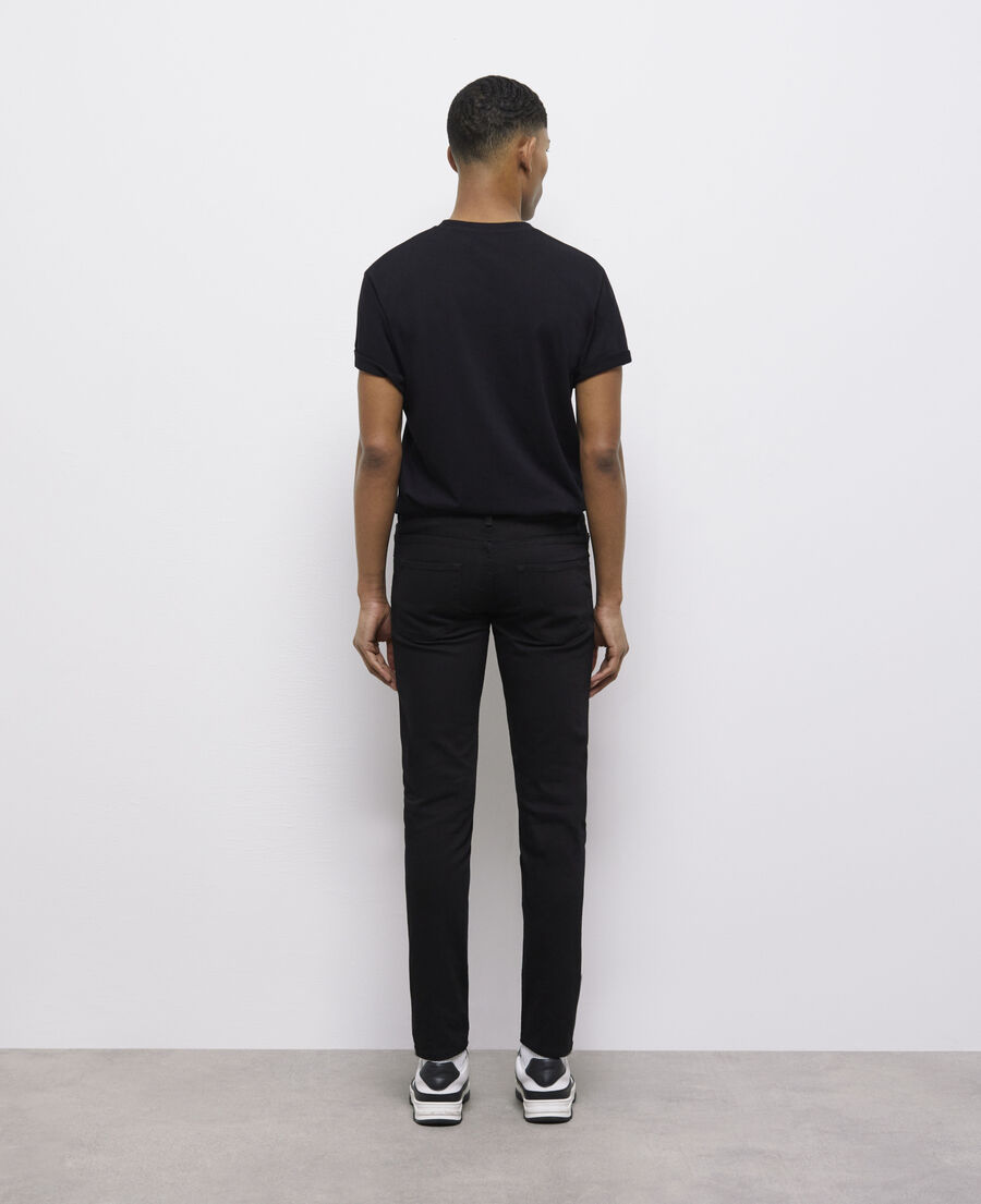 slim-fit plain black jeans in cotton canvas