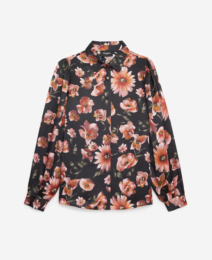 printed black shirt with long sleeves