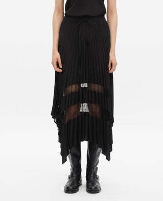 The Kooples WOMEN BLACK long black pleated skirt