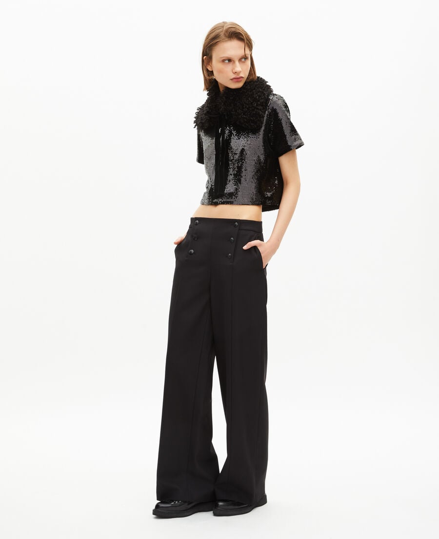 The Kooples FEMME BLACK top en sequins noir