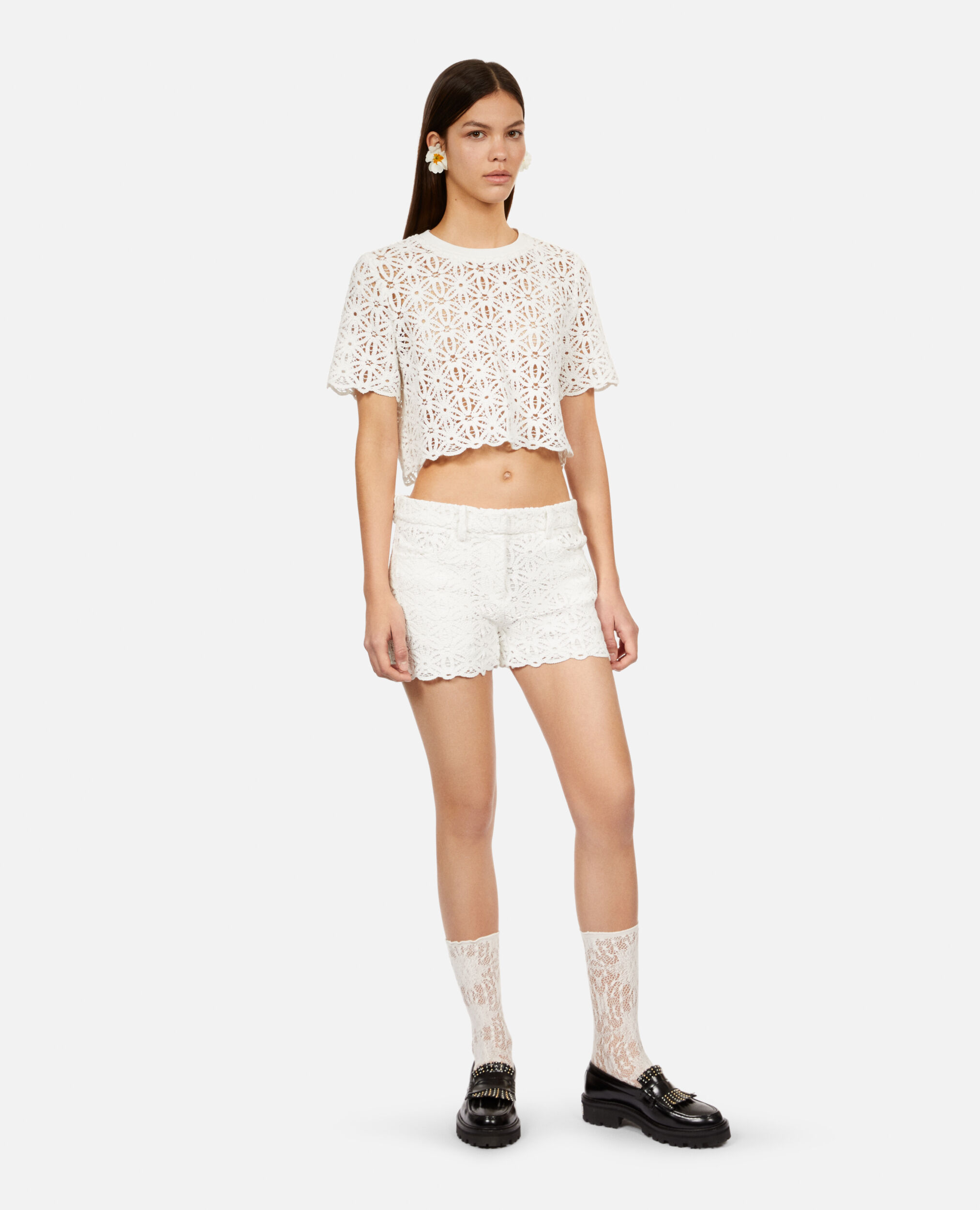 White guipure top, WHITE, hi-res image number null