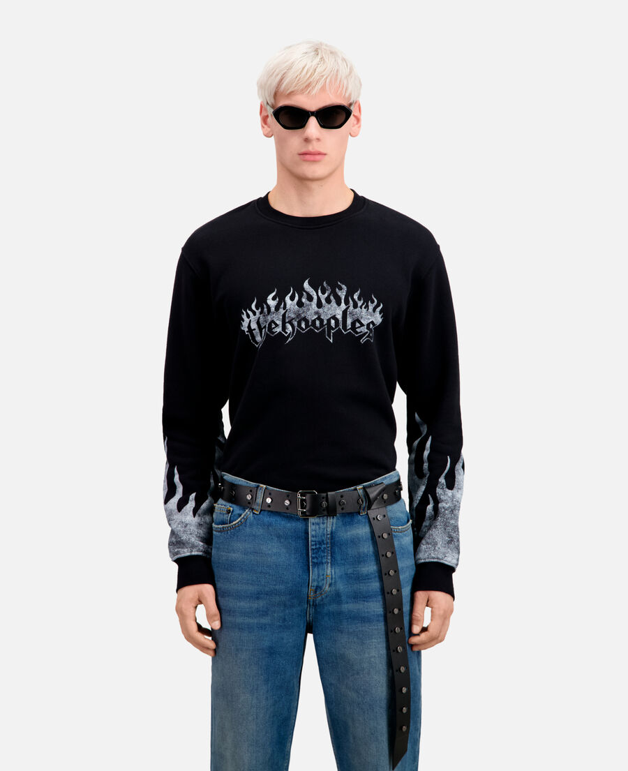 black sweatshirt with kooples on fire serigraphy