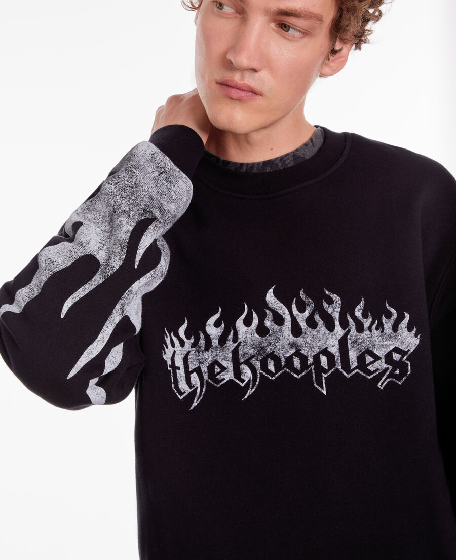 black sweatshirt with kooples on fire serigraphy