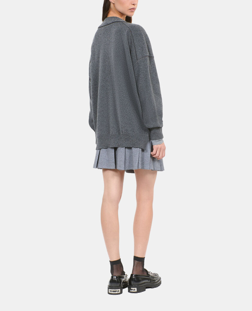 The Kooples WOMEN ANTHRACITE MELANGE grey cashmere cardigan