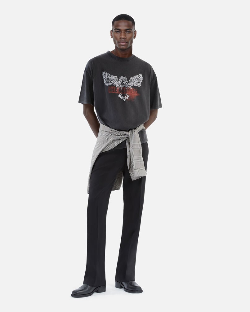 The Kooples MEN BLACK WASHED black screen print t-shirt