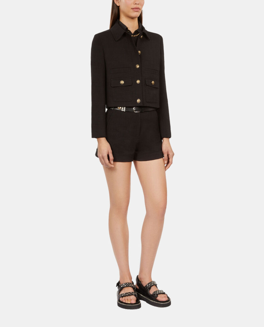 The Kooples WOMEN BLACK black tweed jacket