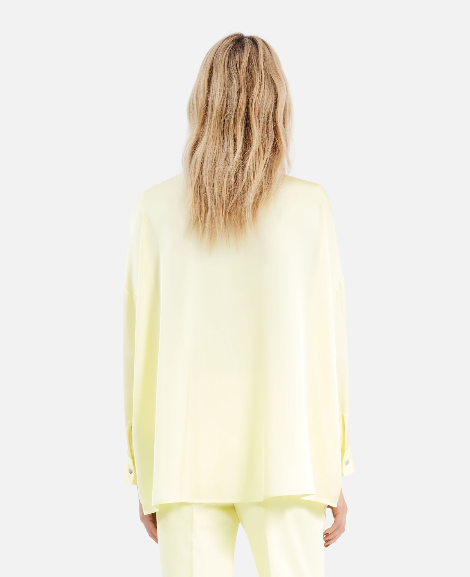 The Kooples WOMEN LIGHT YELLOW loose fit yellow silk shirt
