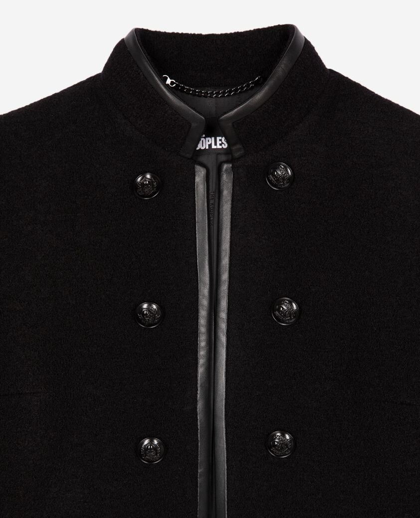 The Kooples WOMEN BLACK officer-style jacket in black wool