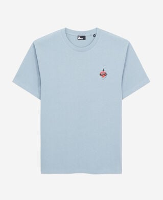 The Kooples MEN BLUE GREY blue t-shirt with dagger through heart embroidery