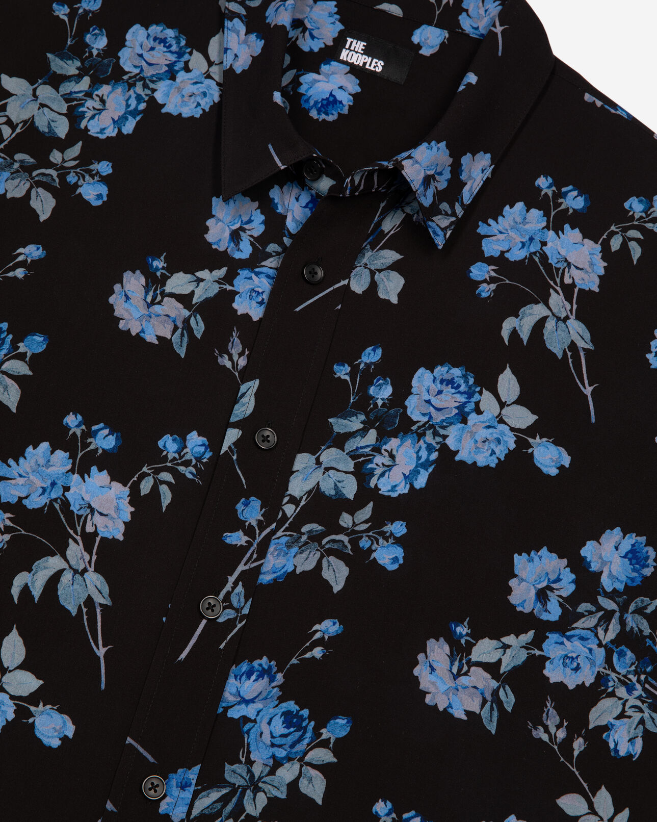 The Kooples MEN BLACK BLUE black floral print shirt