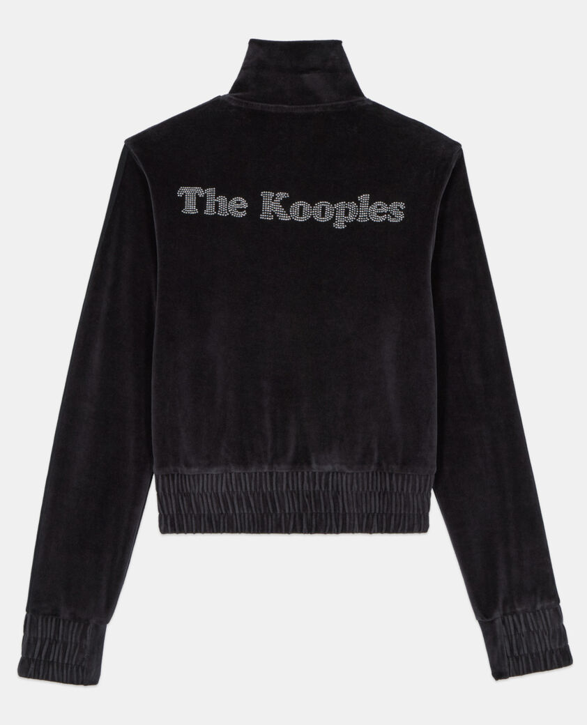 The Kooples FEMME BLACK sweatshirt logo en velours noir