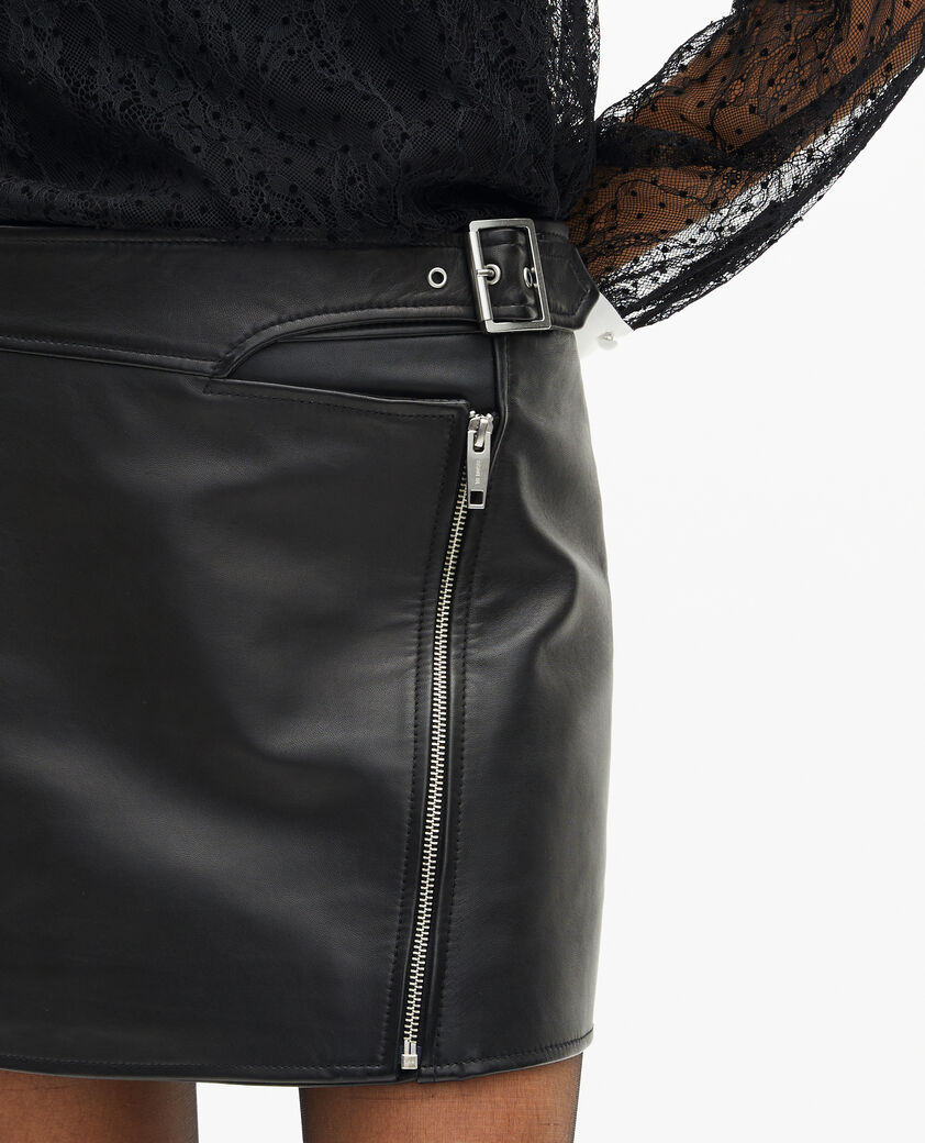 The Kooples DAMEN BLACK lederrock mit rei&szlig;verschluss schwarz