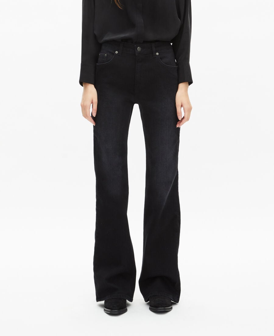 The Kooples WOMEN BLACK WASHED black flare jeans