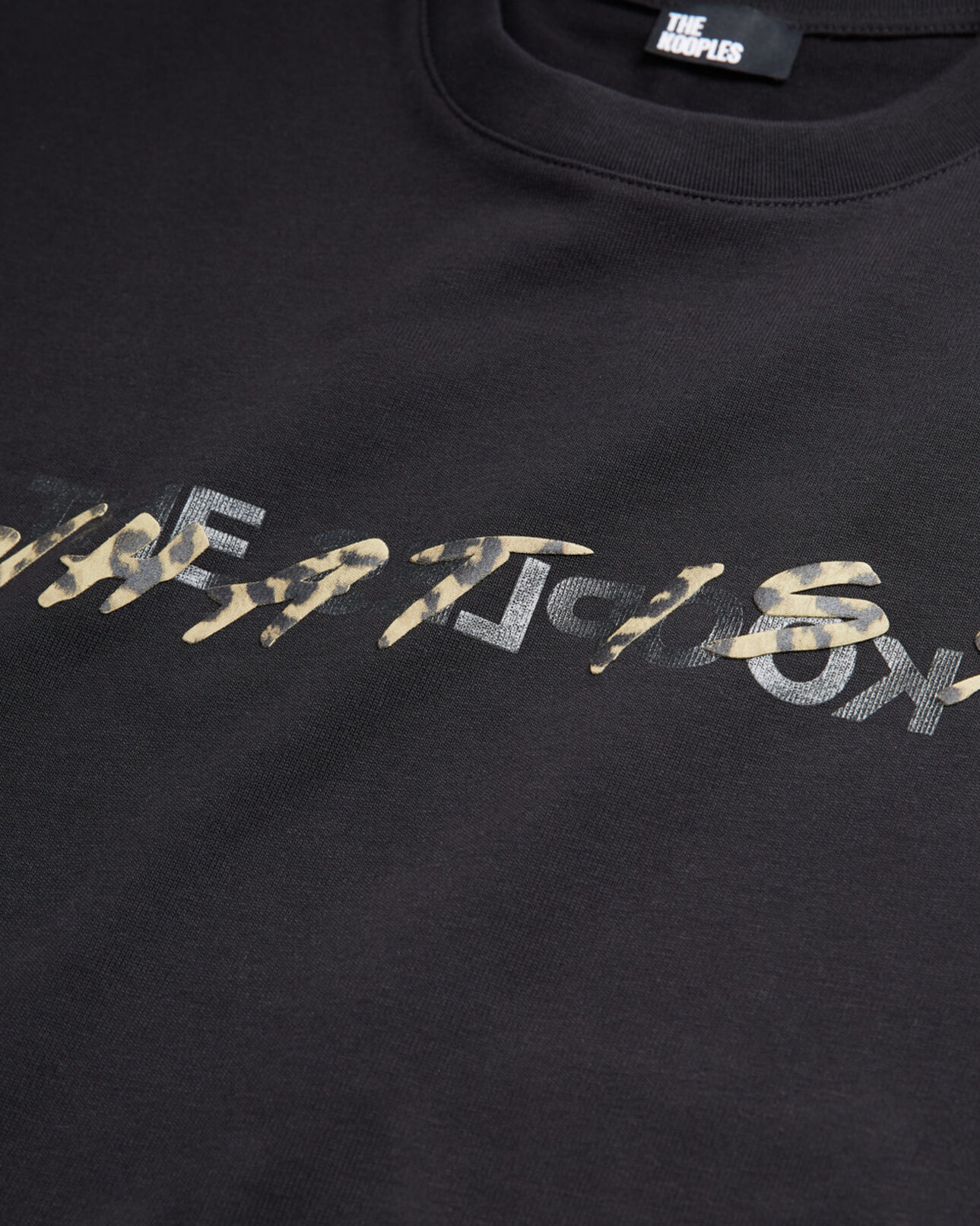 The Kooples MEN BLACK black and leopard print what is t-shirt