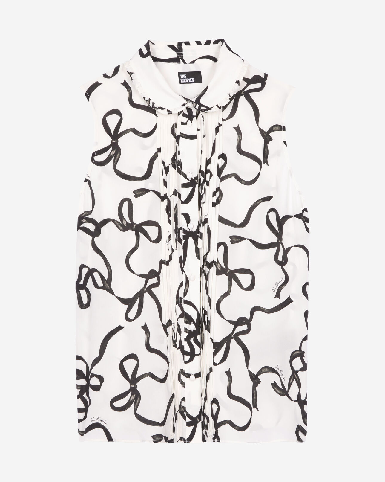 The Kooples WOMEN WHITE / BLACK ribbon print silk shirt