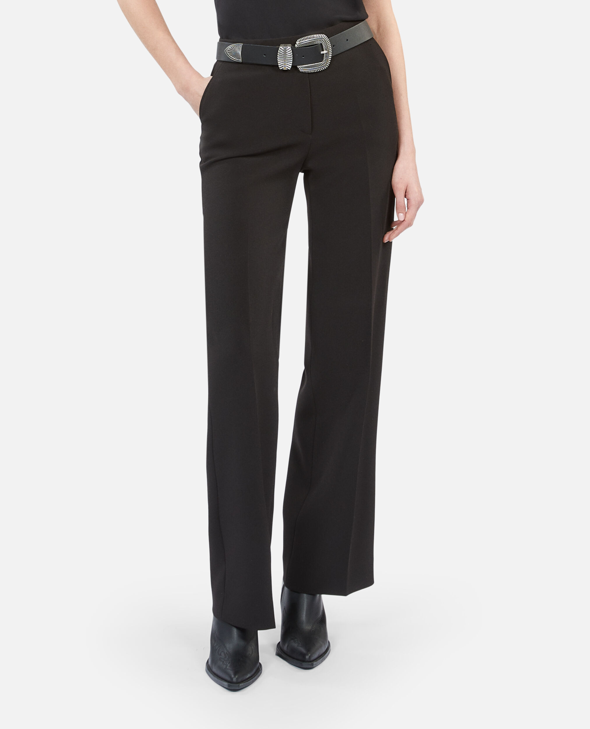Black crêpe suit pants straight cut