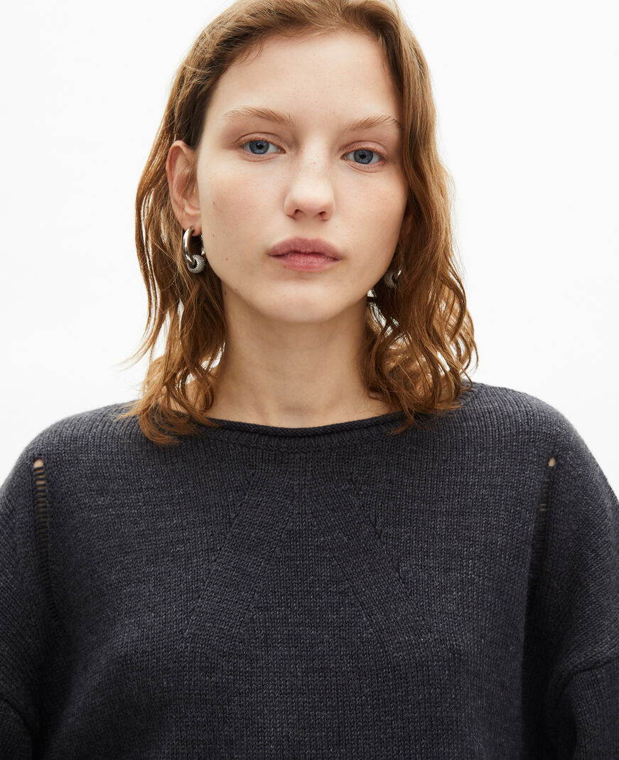 The Kooples WOMEN DARK GREY grey merino wool sweater
