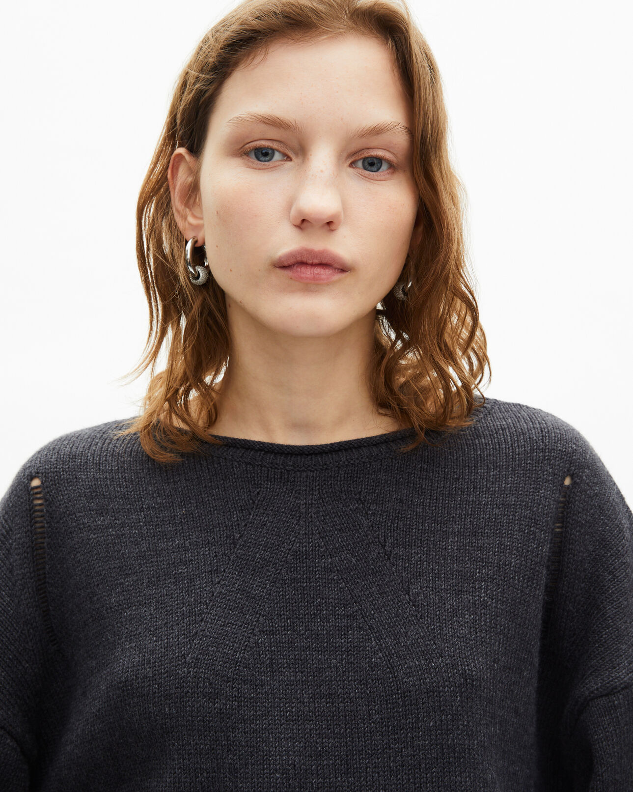 The Kooples WOMEN DARK GREY grey merino wool sweater