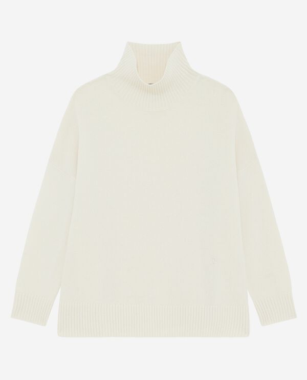 The Kooples FEMME ECRU pull col montant en cachemire écru