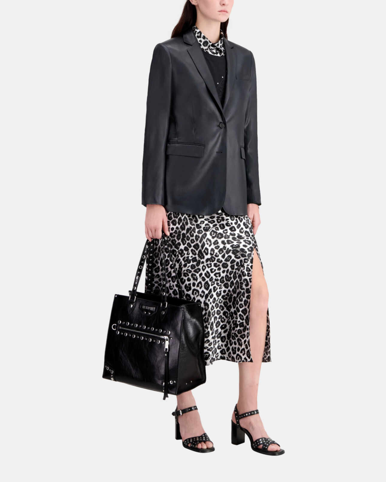 The Kooples MUJER BLACK blazer negro efecto piel