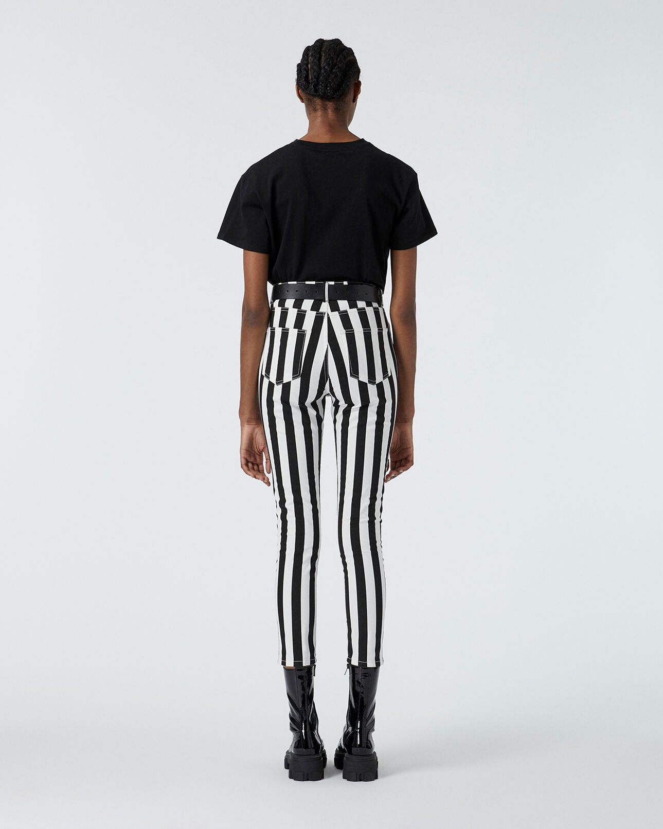 The Kooples WOMEN BLACK WHITE black and white striped slim-fit jeans
