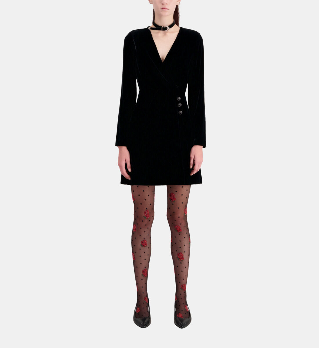 Short black velvet dress The Kooples Canada