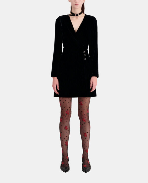 schwarzes, kurzes kleid aus samt