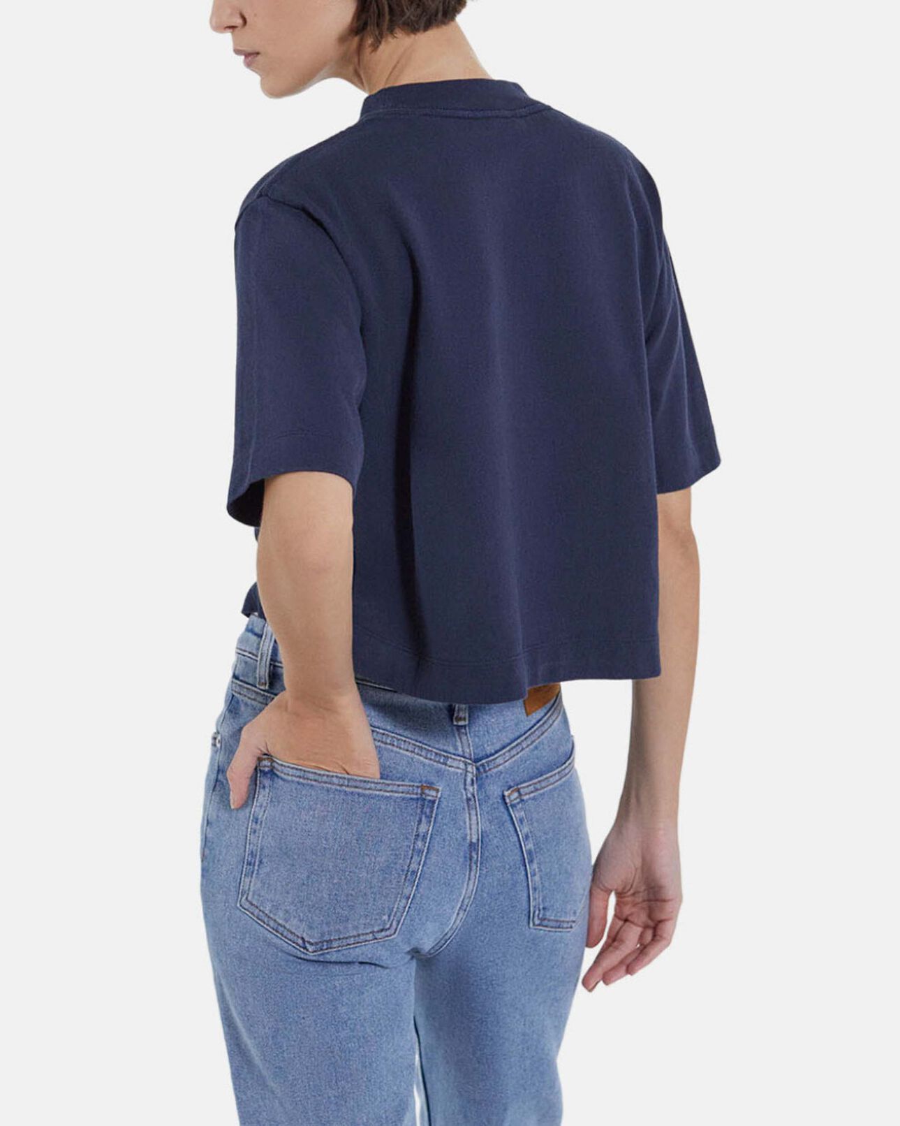 The Kooples WOMEN NAVY cropped t-shirt