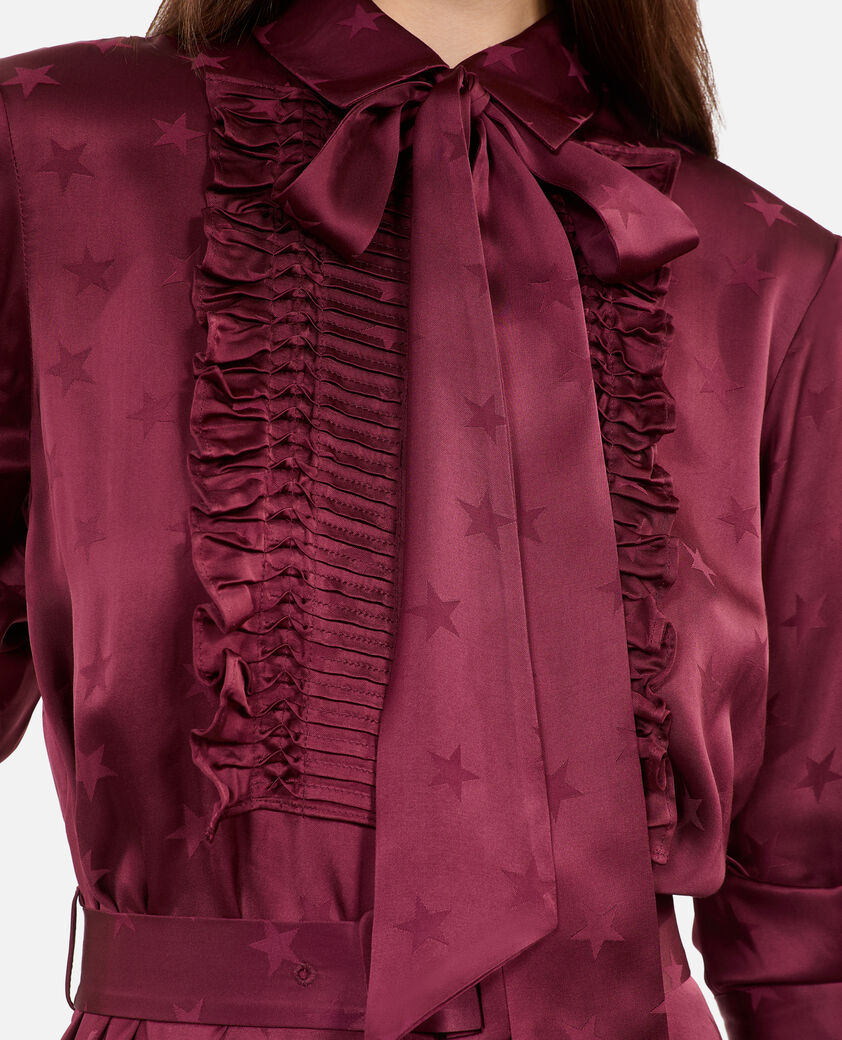 The Kooples FEMME BURGUNDY robe courte jacquard bordeaux