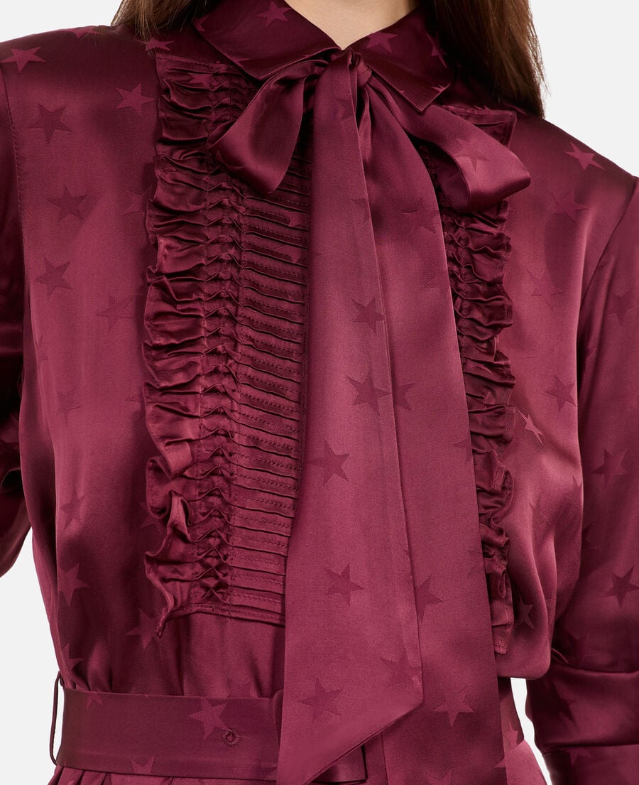 The Kooples FEMME BURGUNDY robe courte jacquard bordeaux