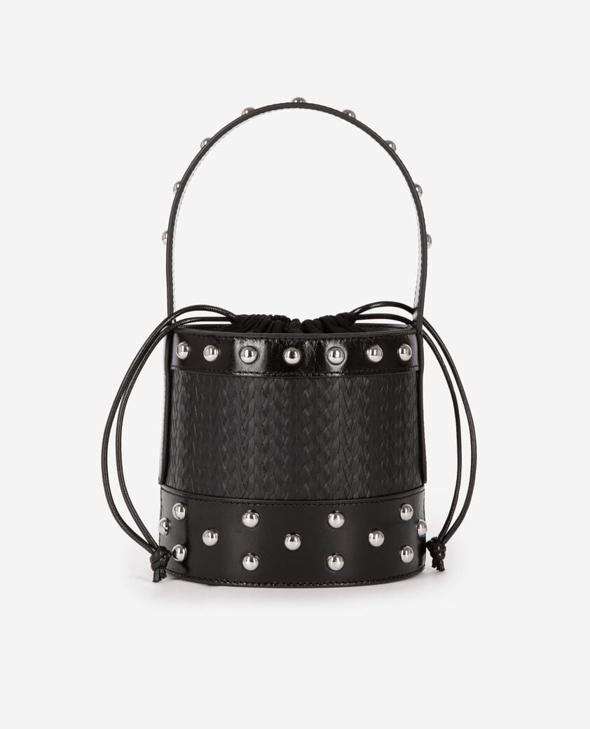 The Kooples WOMEN BLACK studded bucket bag, black