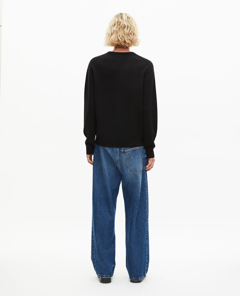 The Kooples HOMME BLACK pull col v en cachemire noir